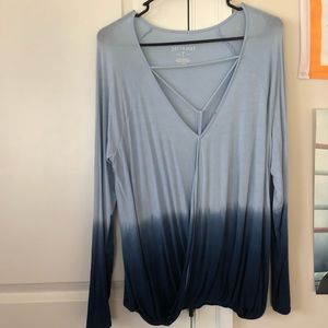 long sleeve wrap cut out tee